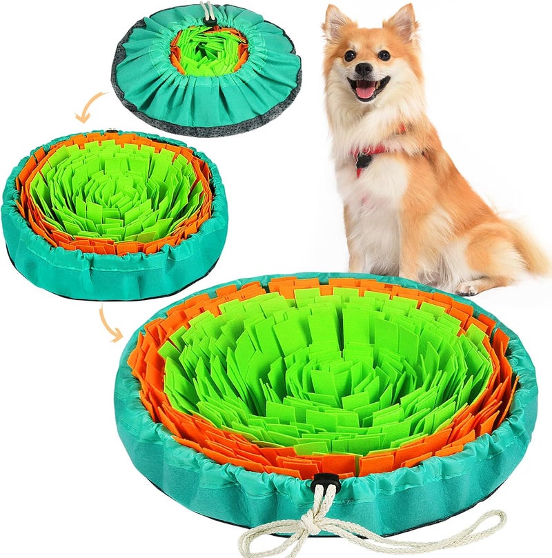 Vivifying Snuffle Mat for Dogs, Interactive Dog Enrichment Toys for Boredom and Mental Stimulation, Adjustable Puzzle Toys Sniff Mat for Slow Eating and Stress Relief (Green & Orange) - Image 1